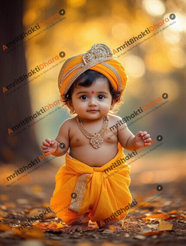 Little Krishna Autumn Background (Set of 5 Images) - Image 6