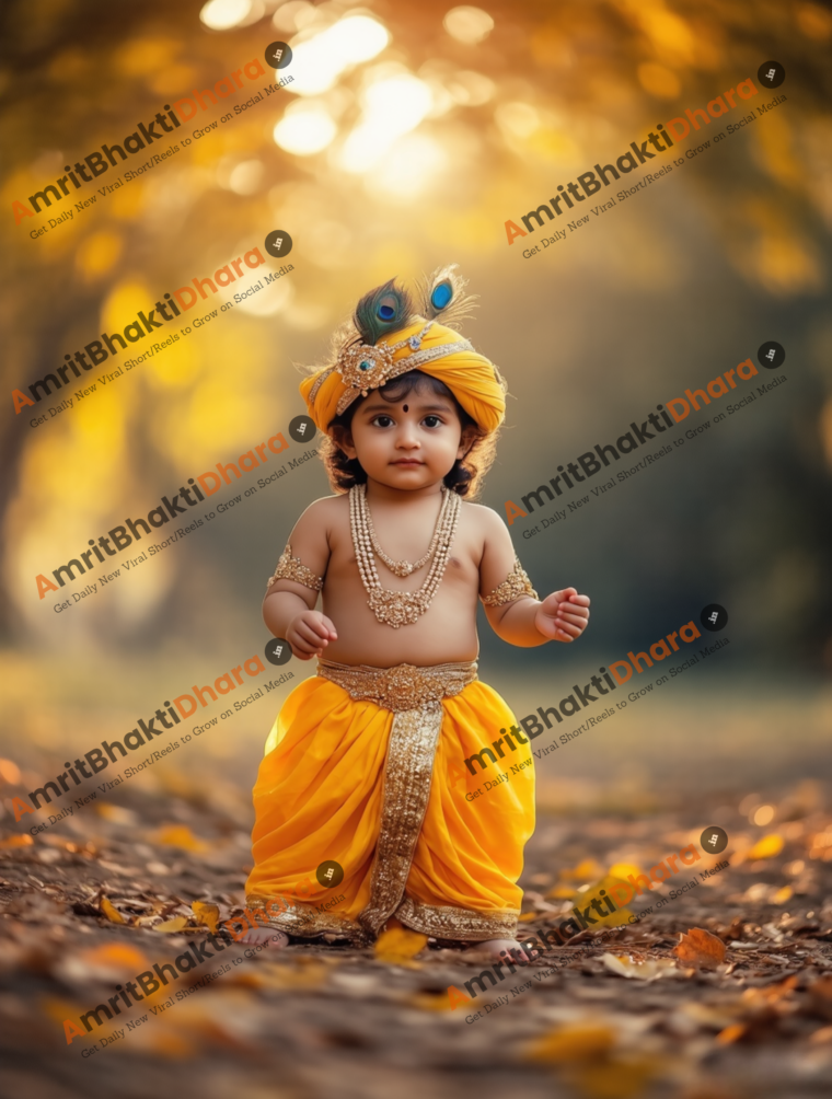 Little Krishna Autumn Background (Set of 5 Images) - Image 5