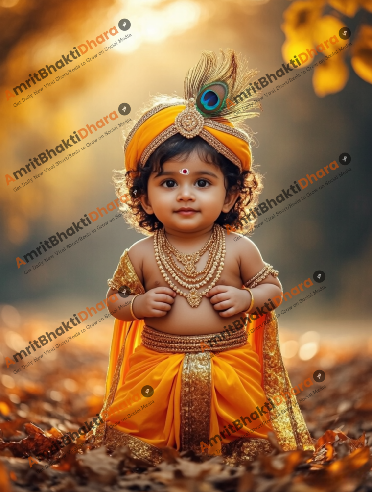 Little Krishna Autumn Background (Set of 5 Images) - Image 2