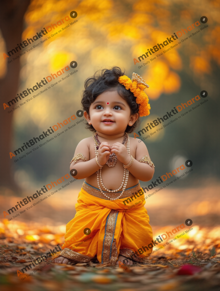 Little Krishna Autumn Background (Set of 5 Images) - Image 4