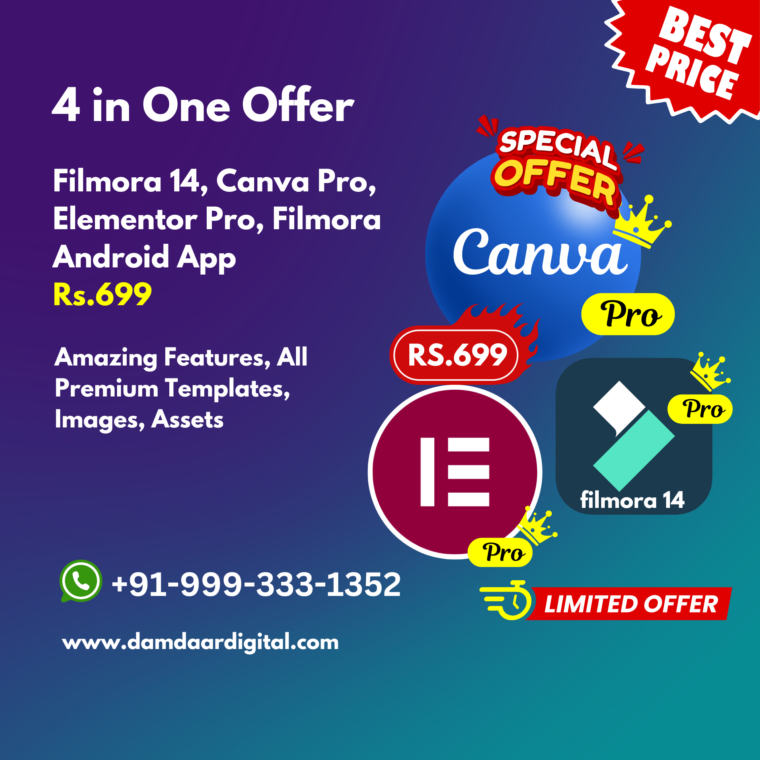 4 In One - Filmora 14 Pro, Canva Pro, Elementor Pro, Filmora Android App - Image 2