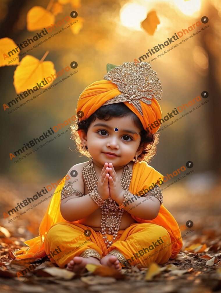 Little Krishna Autumn Background (Set of 5 Images) - Image 3